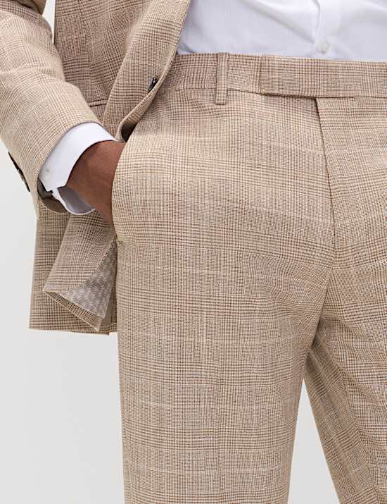 Regular Fit Check Suit Trousers