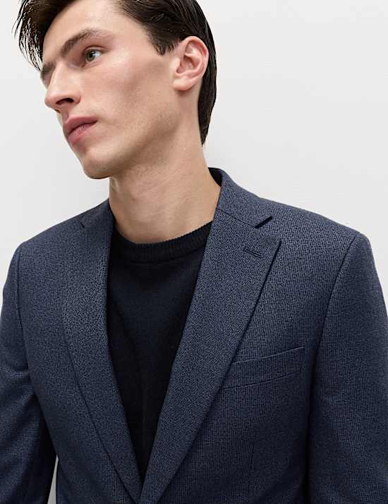 Tailored Fit Textured Stretch Suit Jacket