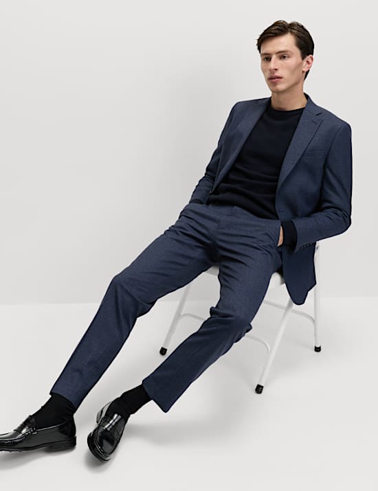 Tailored Fit Textured Stretch Suit Jacket