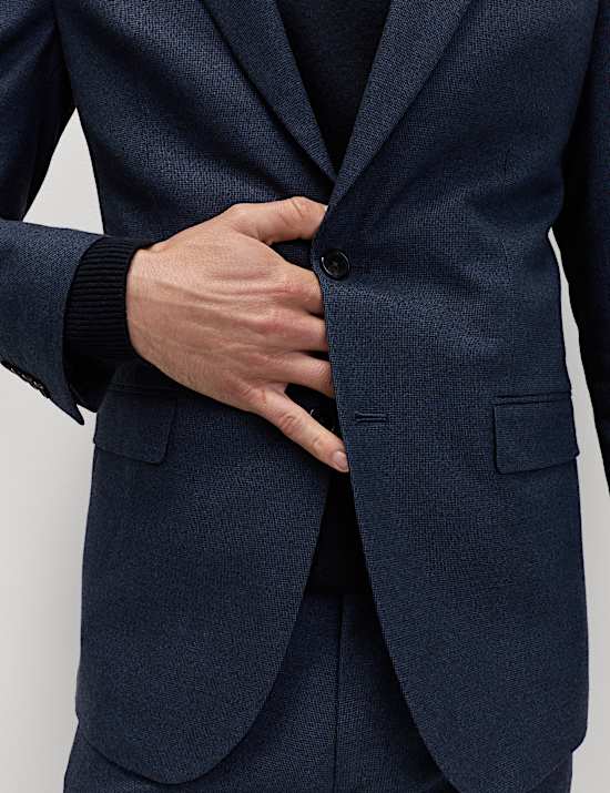 Tailored Fit Textured Stretch Suit Jacket