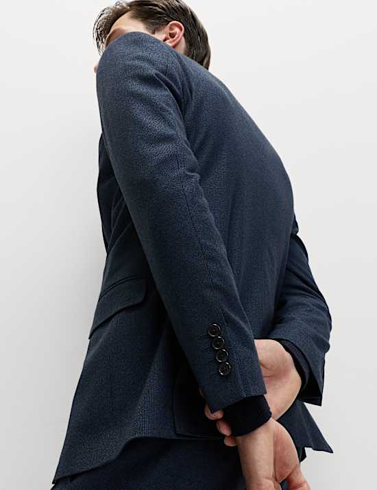 Tailored Fit Textured Stretch Suit Jacket
