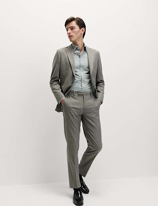 Tailored Fit Textured Stretch Suit Jacket