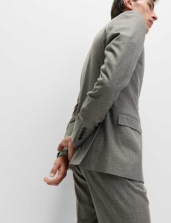 Tailored Fit Textured Stretch Suit Jacket