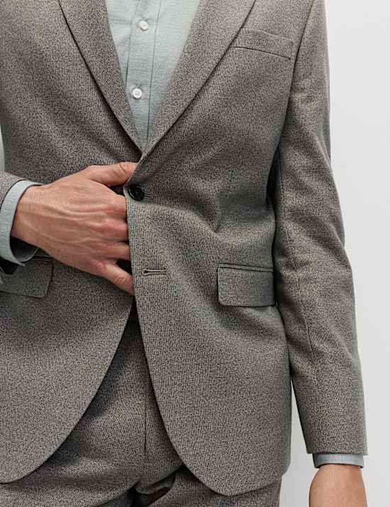 Tailored Fit Textured Stretch Suit Jacket