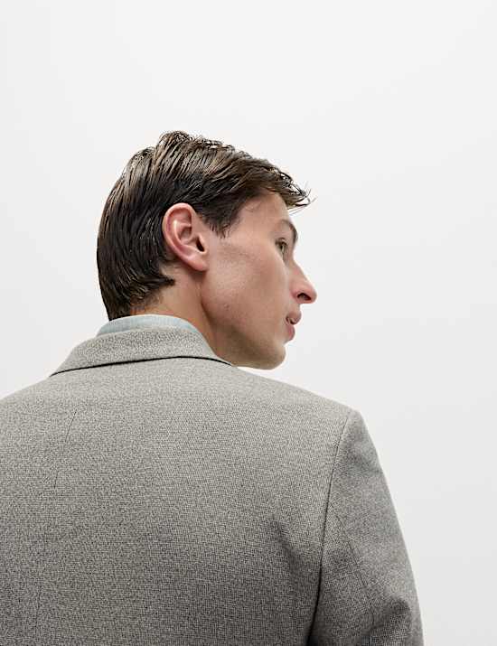 Tailored Fit Textured Stretch Suit Jacket