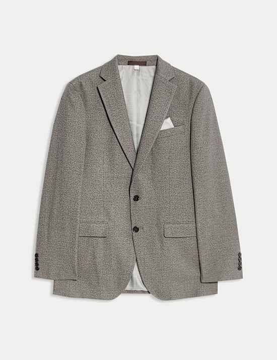 Tailored Fit Textured Stretch Suit Jacket