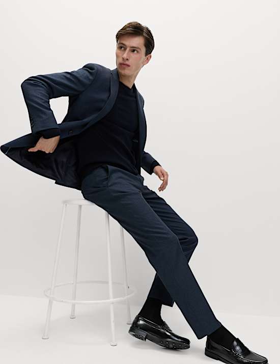 Slim Fit Flat Front Trousers