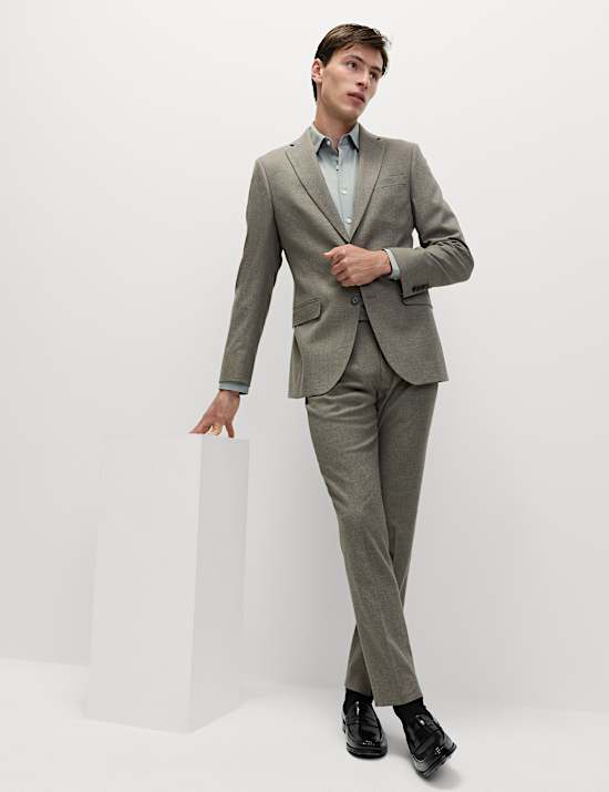 Slim Fit Flat Front Trousers