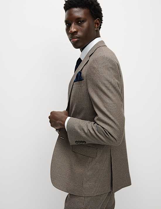 Regular Fit Puppytooth Suit Jacket