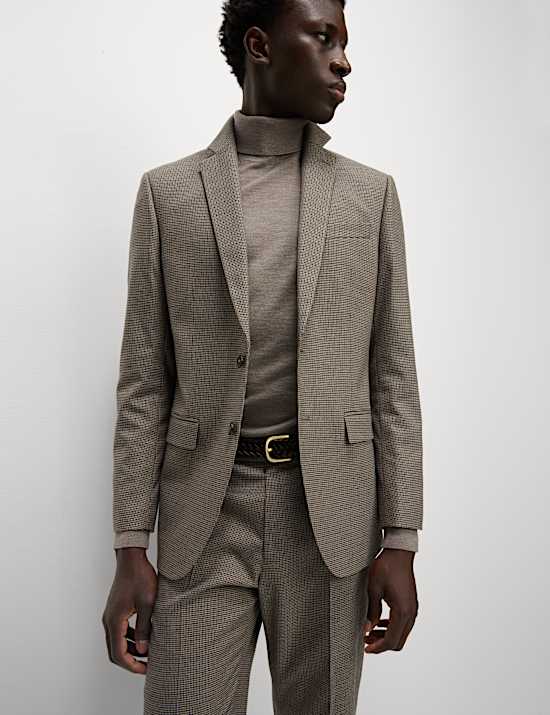 Regular Fit Puppytooth Suit Jacket
