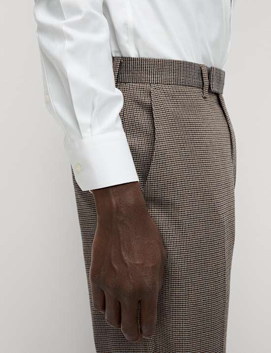 Regular Fit Puppytooth Stretch Suit Trousers