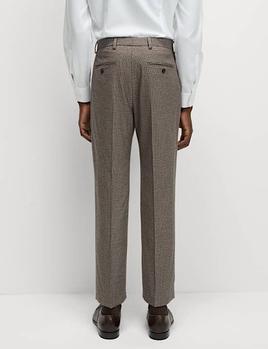 Regular Fit Puppytooth Stretch Suit Trousers