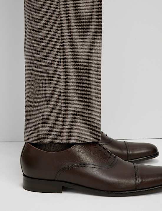 Regular Fit Puppytooth Stretch Suit Trousers