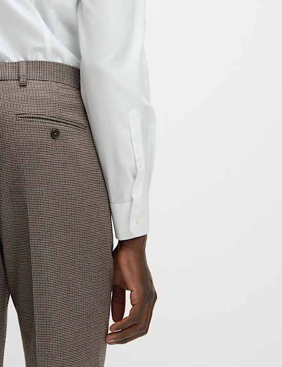 Regular Fit Puppytooth Stretch Suit Trousers