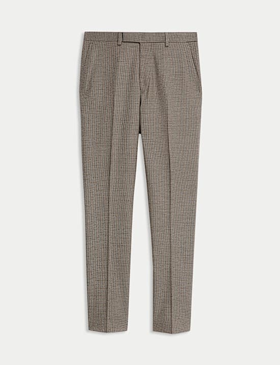 Regular Fit Puppytooth Stretch Suit Trousers