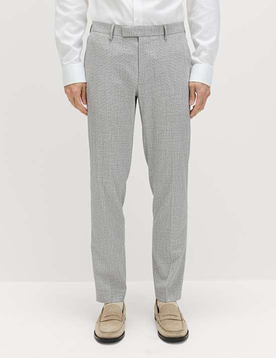 Tailored Fit Textured Stretch Suit Trousers
