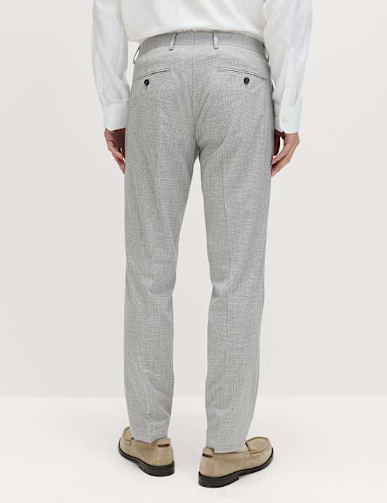 Tailored Fit Textured Stretch Suit Trousers
