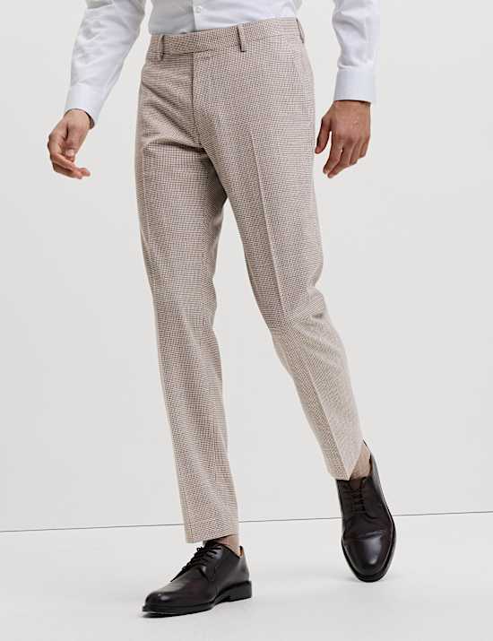 Tailored Fit Check Suit Trousers