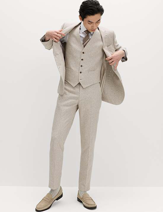 Cotton Linen Blend Striped Waistcoat