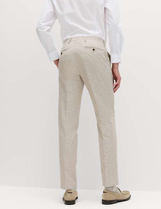 Tailored Fit Cotton Linen Striped Suit Trousers