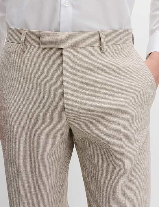 Tailored Fit Cotton Linen Striped Suit Trousers