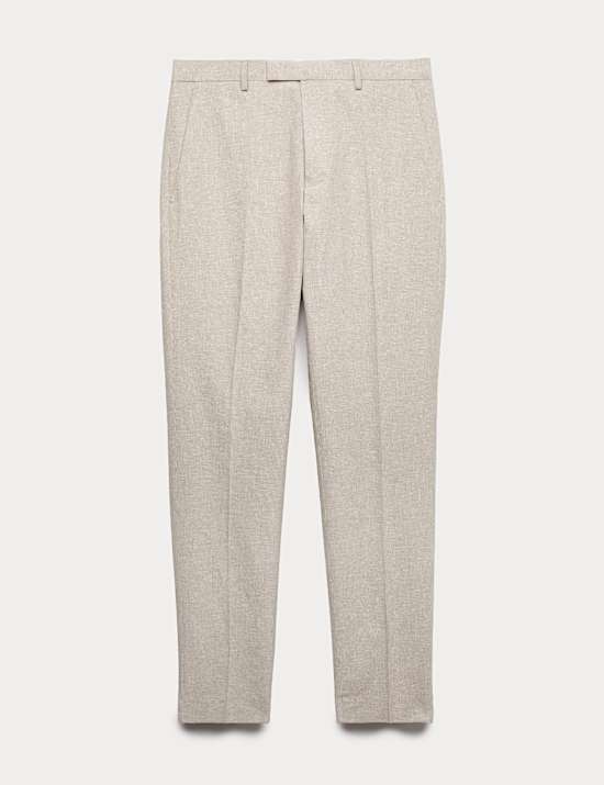 Tailored Fit Cotton Linen Striped Suit Trousers