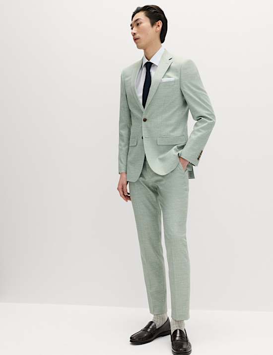 Slim Fit Textured Stretch Suit Jacket