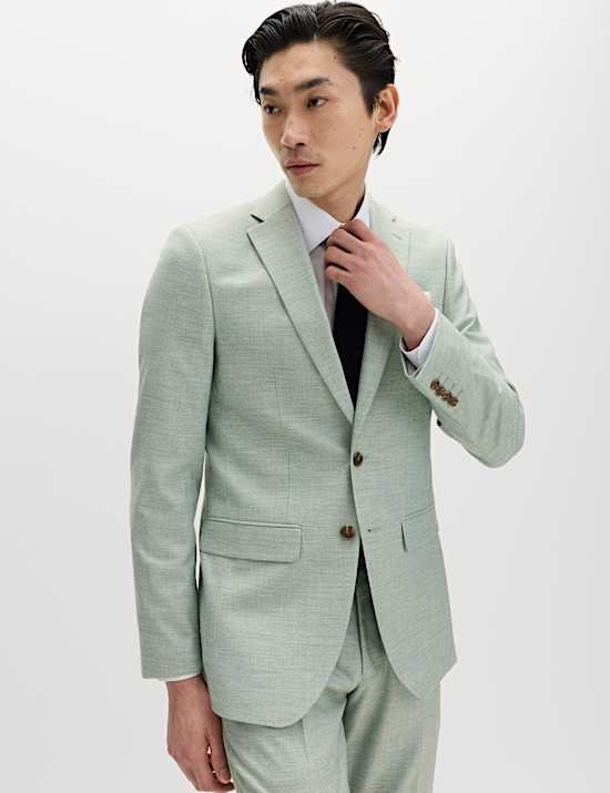 Slim Fit Textured Stretch Suit Jacket