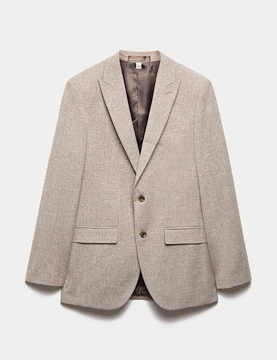 Slim Fit Linen Blend Stretch Suit Jacket