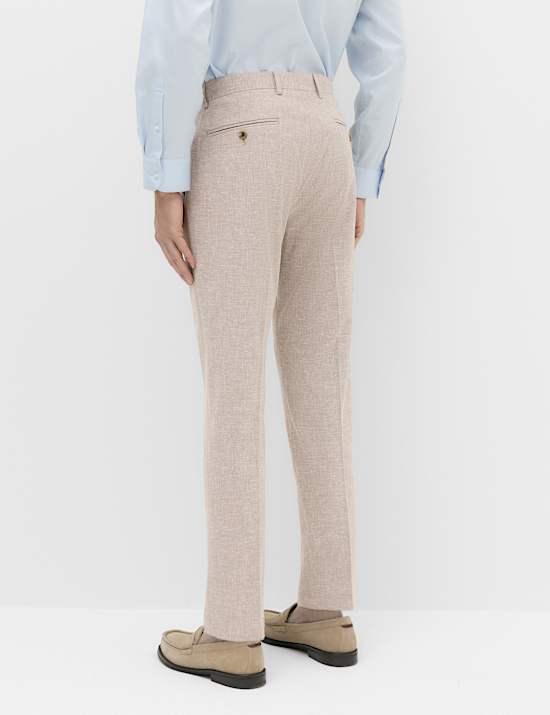 Slim Fit Linen Blend Stretch Suit Trousers