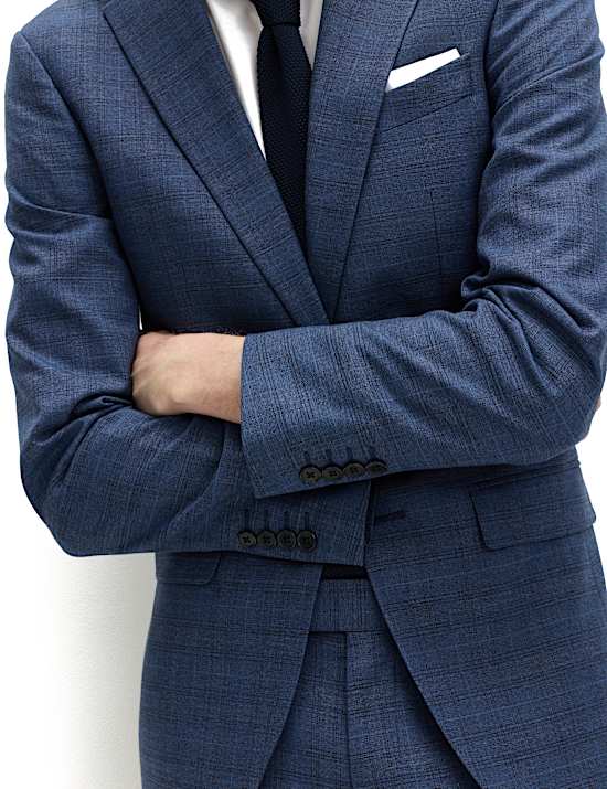 Slim Fit Textured Check Jacket