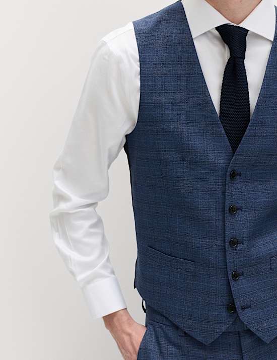 Textured Check Stretch Waistcoat