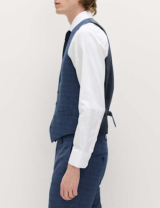 Textured Check Stretch Waistcoat