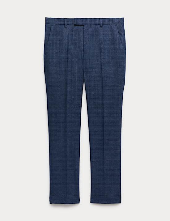 Slim Fit Textured Check Stretch Trousers