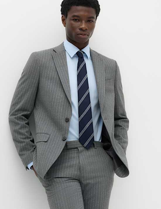 Slim Fit Pin Stripe Stretch Suit Jacket