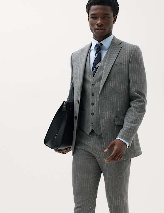 Pin Stripe Stretch Suit Waistcoat