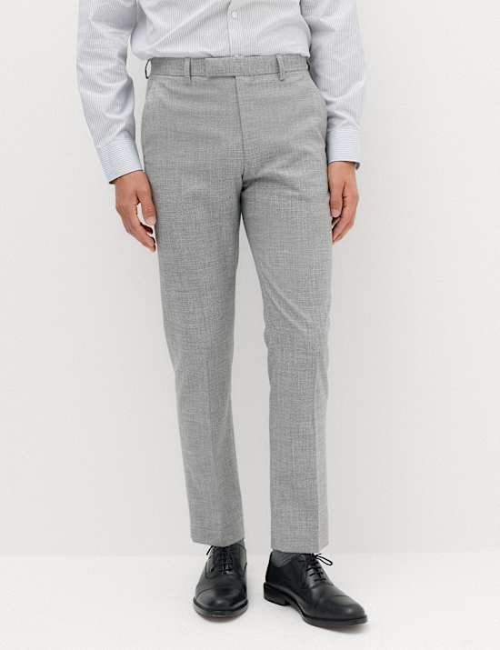 Pantalon de costume coupe standard en tissu extensible textur&eacute;