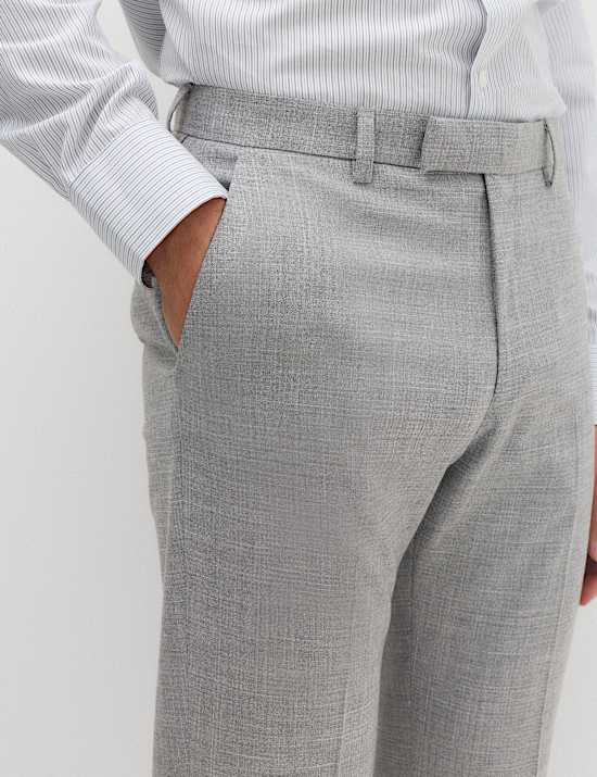 Pantalon de costume coupe standard en tissu extensible textur&eacute;