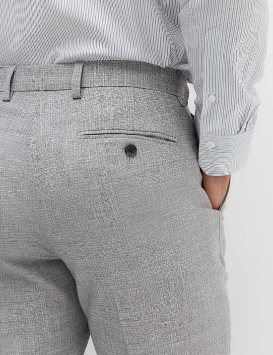 Pantalon de costume coupe standard en tissu extensible textur&eacute;