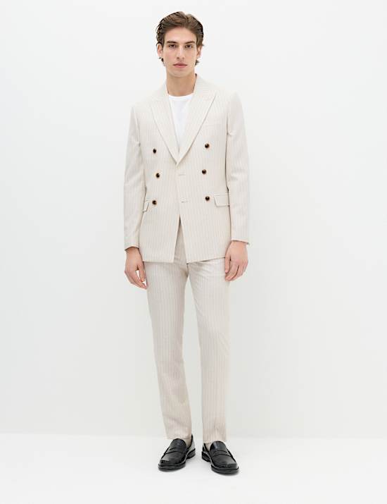 Slim Fit Pinstripe Double Breasted Jacket