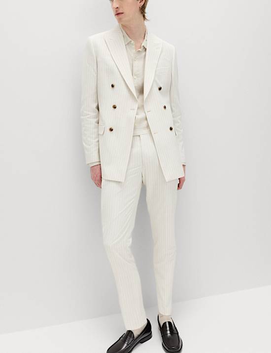 Slim Fit Pinstripe Double Breasted Jacket