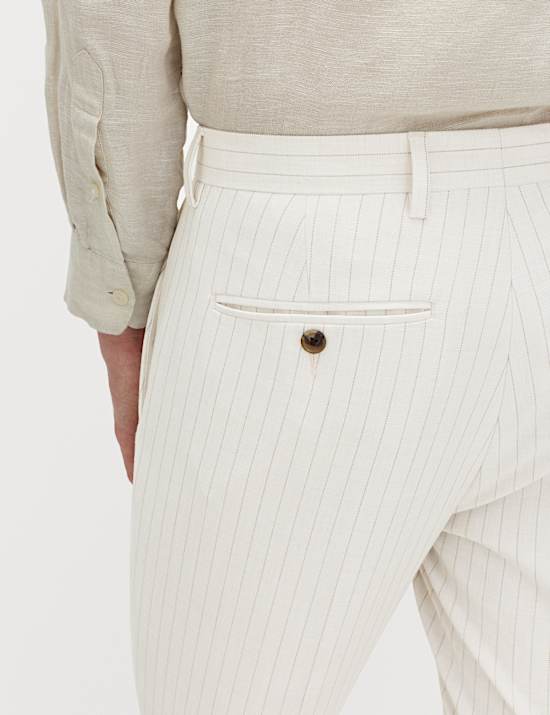 Celana Panjang Setelan Slim Fit Motif Garis Tipis