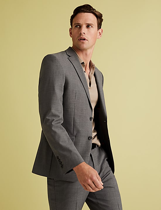 Tailored Fit Wool Blend Suit Jacket