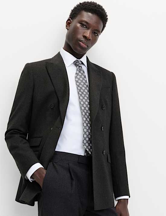 Regular Fit Pure Wool Flannel Suit Jacket