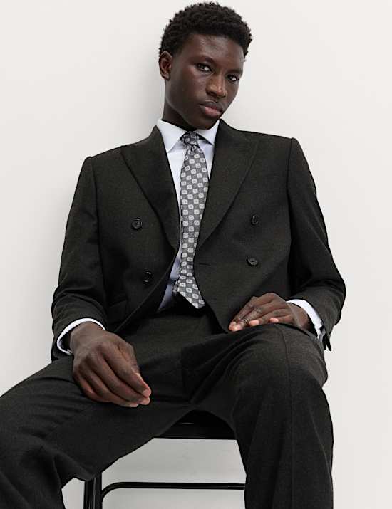 Regular Fit Pure Wool Flannel Suit Jacket