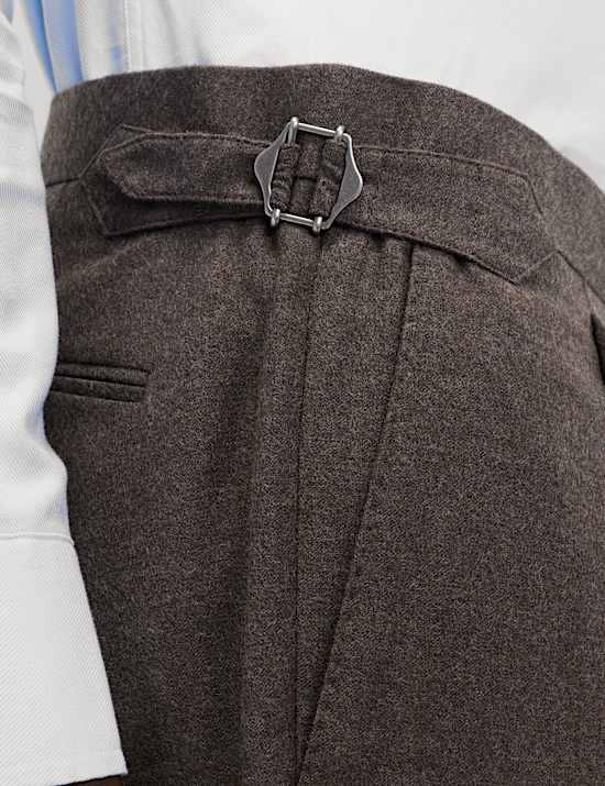 Regular Fit Pure Wool Flannel Suit Trousers