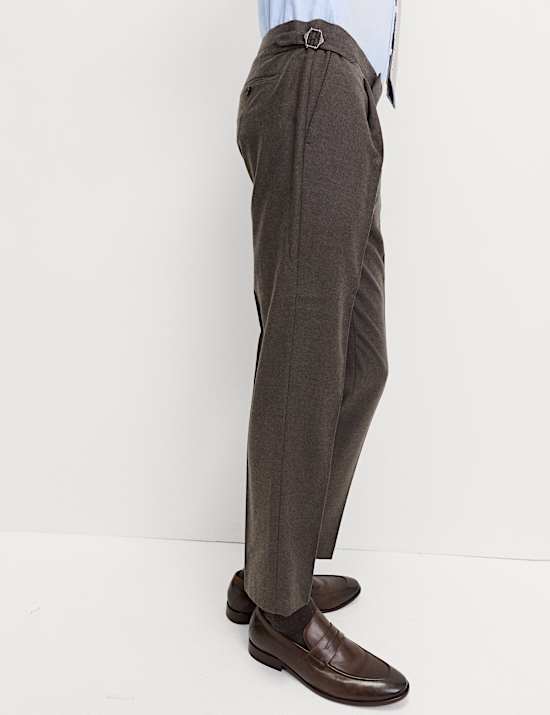 Regular Fit Pure Wool Flannel Suit Trousers