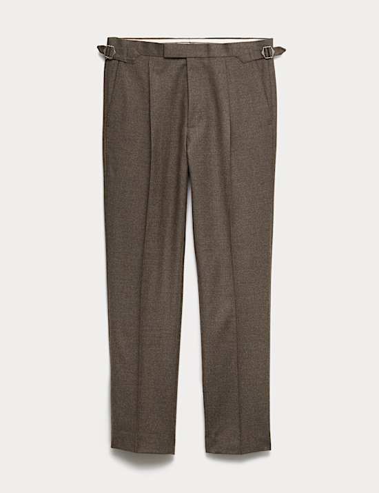 Regular Fit Pure Wool Flannel Suit Trousers