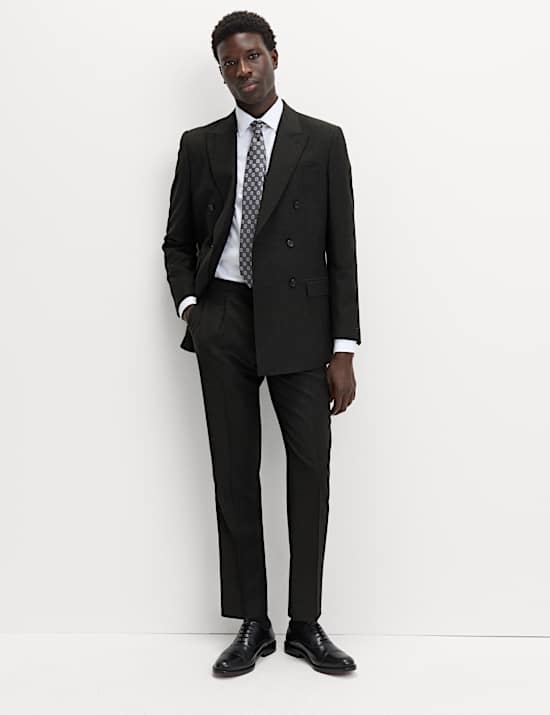 Regular Fit Pure Wool Flannel Suit Trousers