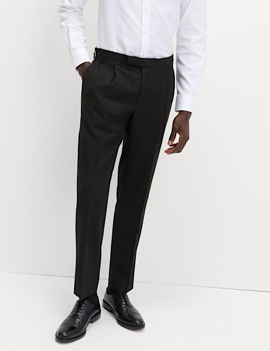 Regular Fit Pure Wool Flannel Suit Trousers